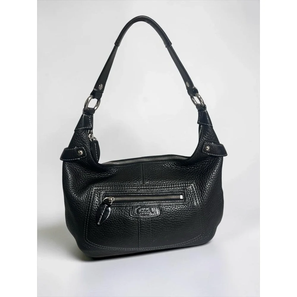 Coach Vintage Leather Hobo Shoulder Bag Penelope Medium Black Pebbled 13159